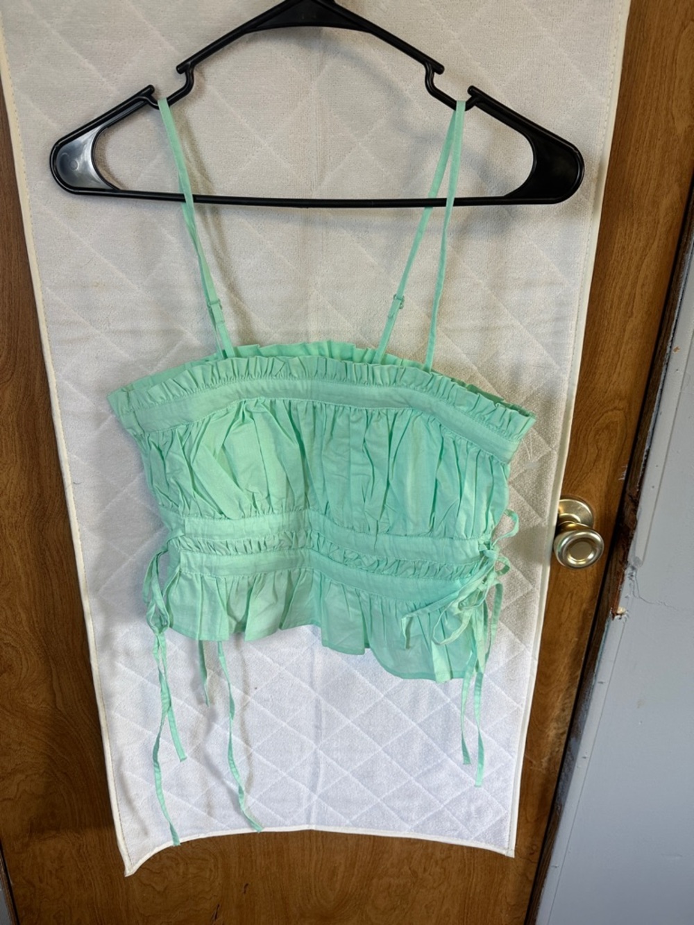 Free People Mint Green Ruffled Tie-Detail Cami